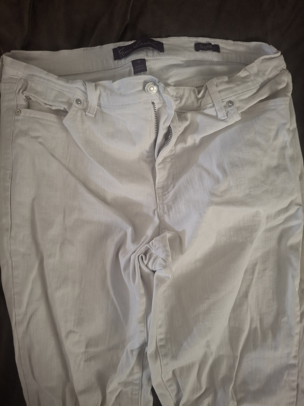 Gloria Vanderbilt Women's White Boyfriend Jeans - Casual Five-Pocket
